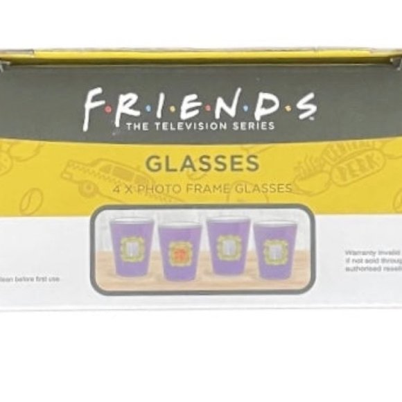 Friends Set of 4 Purple Shot Glasses - Peephole Picture Frame - Picture 2 of 9